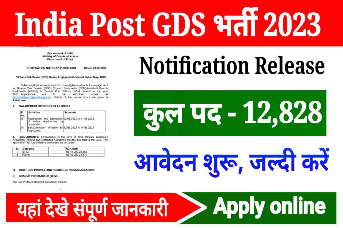 India Post Office GDS Bharti 2023: 10वीं पास युवाओं के लिए 12828 पदों पर बंपर भर्ती, यहां से करें ऑनलाइन आवेदन
