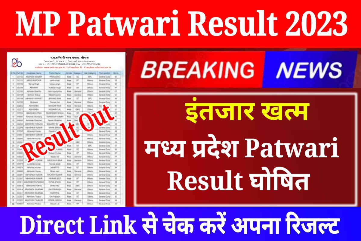 MP Patwari Result 2023 Declared: Check MP Patwari Result and Score Card PDF Download, Link Activate