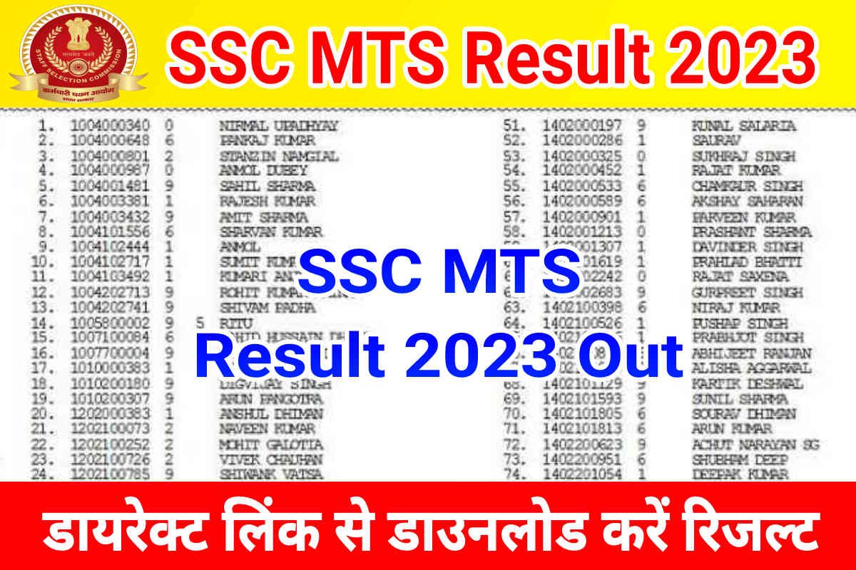 SSC MTS Result 2023 Out, एसएससी एमटीएस का रिजल्ट और मेरिट लिस्ट हुआ जारी, Direct Link Activate